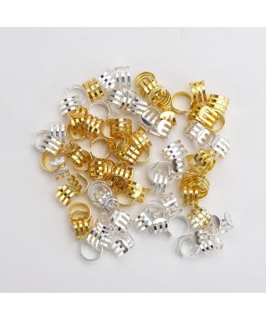 100pcs Hair Beads Dreadlocks Jewelry for Women - Hair Rings Clips Metal Cuffs Decoration in Silver & Golden - Buy Online on GoSupps.com