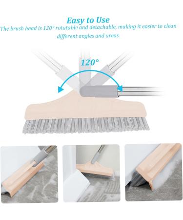 Shower Scrubber Floor Scrub Brush 2 in 1 44.09inch 120 Rotary Detachable Water Scraper Scrubber Cleaning Brushes for Bathroom Toilet Kitchen Khaki - Buy Online on GoSupps.com