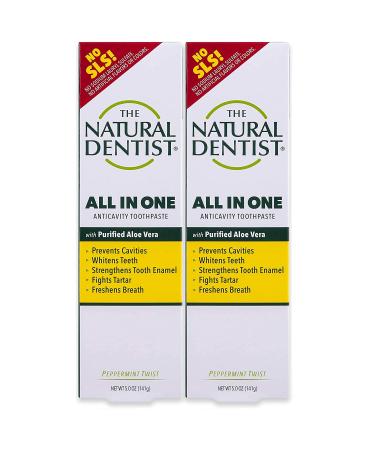 Natural Dentist All in One Sulfate-Free Toothpaste Peppermint 5 Ounce Tube (Pack of 2) Anticavity Peppermint Twist 5 Ounce (Pack of 2)