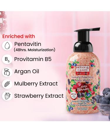 Bryan & Candy Luxury Foaming Body Wash - Nottie Berries Pentavitin Pro Vit B5 Argan Oil | pH 5.5 All Skin Types 400ml - Buy Internationally - Buy Online on GoSupps.com