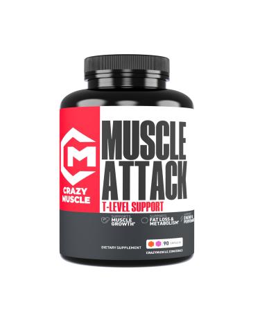 Crazy Muscle Creatine Capsules 5g of Premium 3X ThreeAtine Pre Workout Bulk Mass Gainer High Absorption Easy to Take Creatine Monohydrate Optimum Performance for Men Women (90)