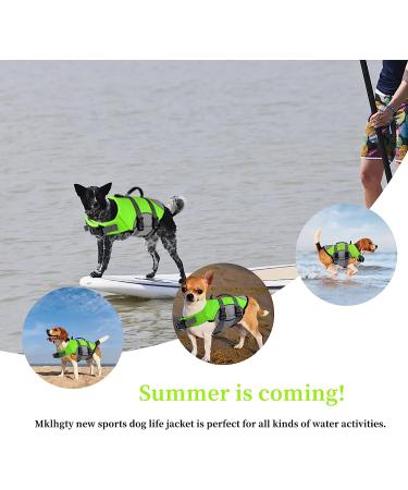 MKLHGTY Reflective Dog Life Jacket - Adjustable with Rescue Handle - Ripstop Pet Safety Vest for Swimming & Boating - Green - XS - Buy Online on GoSupps.com