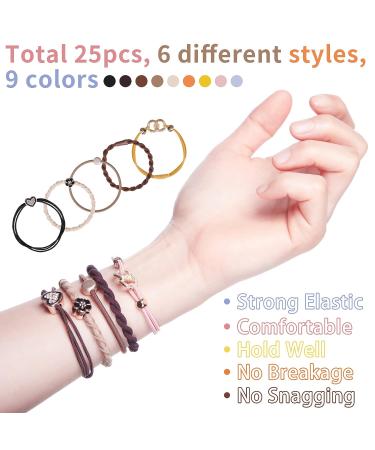 Fashion Fabric Elegant Hair Bands With Metal Deco For Women Bracelet Use  For Unisex Ponytail Holder Elastic Hair Accessories - AliExpress