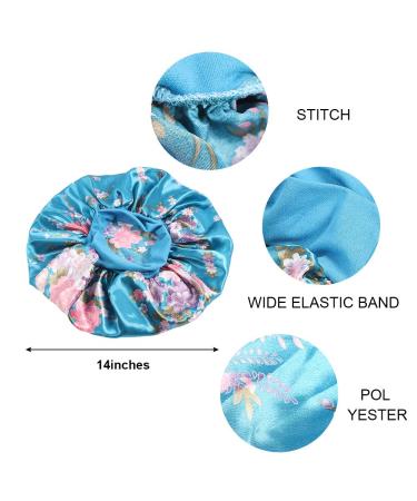COOLCHI 3 Pack Satin Silk Bonnet Sleep Caps for Women - Blue, White, Purple | Elastic Band Night Sleeping Head Cover for Long Braids, Curly Natural Hair - Buy Online on GoSupps.com
