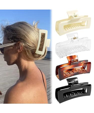 Extra Large 5 inch Hair Clips for Women - CUBACO 4pcs Acrylic Claw Clips for Thick Hair | Non-Slip and Stylish Hair Accessories for Long Hair | Durable XL Giant Hair Barrettes - Oversized Rectangle Jaw Clips - Buy Online on GoSupps.com