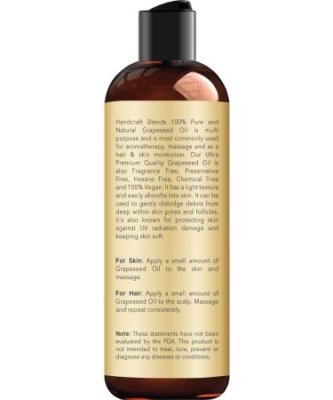100% Pure Grapeseed Oil - Premium Therapeutic Grade Carrier Oil for Skin and Hair - 236ml (Pack of 1) - Buy Online on GoSupps.com