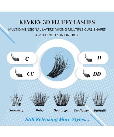 Bulebell 3D Fluffy Cluster Lash Extensions 120 Pcs - Mixed C/D Individual Eyelash Clusters for DIY - Thin Band & Soft Reusable Lashes - D-10-16mix (Fluffy) - Buy Online on GoSupps.com