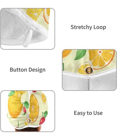 Cherry Lemon Orange Fruit Hair Towel 2 Pack | Super Absorbent Quick Dry Hair Turbans for Women & Girls - Buy Online on GoSupps.com