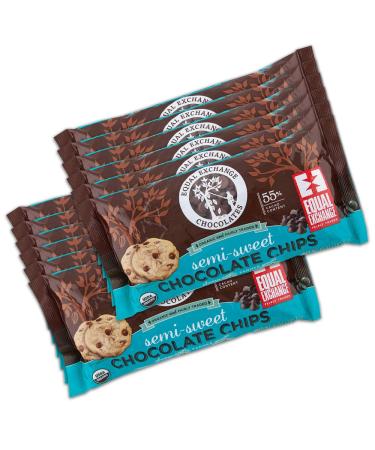Equal Exchange Organic Chocolate Chips | Semi-Sweet | 55% Cacao | 10 Ounce | Pack of 12