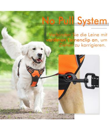 Rabbitgoo Adjustable Dog Harness for Medium & Large Dogs - No Pull Breathable with Reflex Stripes - Safe Control Guide in Orange XL (1 Pack) - Buy Online on GoSupps.com