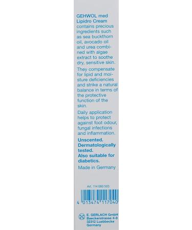 Gehwol Med Lipidro Cream 2.6 Fl Oz for Unisex - Hydrating Foot Care Treatment - Buy Online on GoSupps.com
