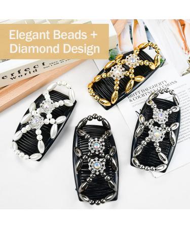 Hekobag Pearls Hair Feasts - 4 Stretchable Combs & Elastic Hair Clips for Women & Girls - Buy Online on GoSupps.com