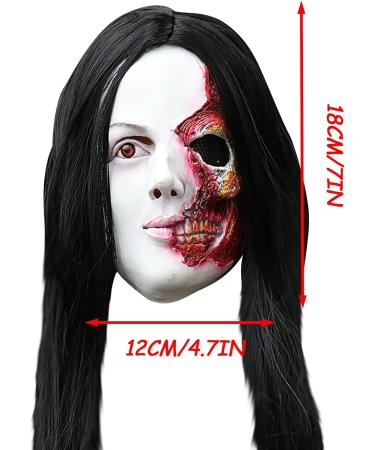 Long Hair Ghost Horror Devil Mask Halloween Mask Scary Challenge Games Evil Costume Halloween Cosplay Party Decoration Props - Buy Online on GoSupps.com
