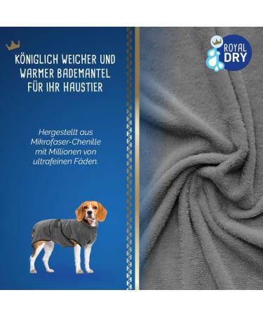 Royal Dry Microfiber Dog Bathrobe - Size M (50-58 cm Back Length) - Grey - Perfect for International Shipping - Buy Online on GoSupps.com