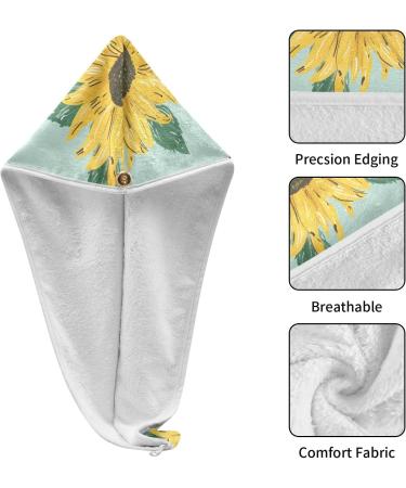 Summer Sunflower Hair Towel 2 Pack | Super Absorbent Quick Dry Hair Turbans for Women & Girls - Buy Online on GoSupps.com