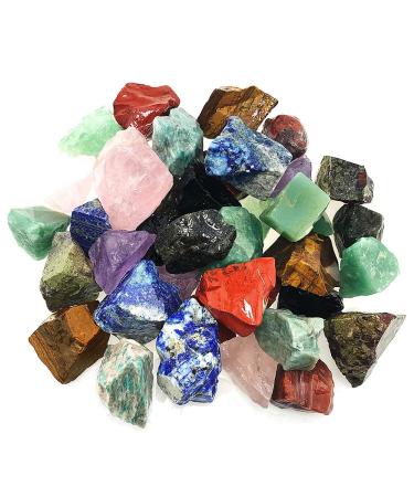 UFEEL 3 lbs Bulk Rough Stone Mix - Large 1" Natural Raw Crystals for Tumbling, Cabbing, Polishing, Wire Wrapping Multiple Color 3 LB