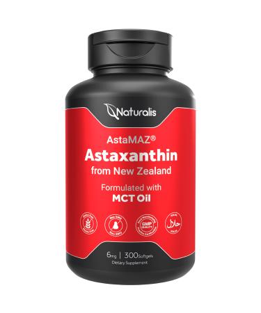 Naturalis New Zealand Astaxanthin | from Sustaibaly Grown Microalgae | Non-GMO Soy & Gluten Free | 300 Mini-Softgels 300 Count (Pack of 1)
