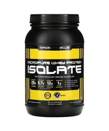 Whey Protein Powder, Kaged Muscle 100% Whey Protein Isolate Powder for Post Workout Recovery & Muscle-Building, Whey Isolate Protein Powder, Amazing Taste, Made with Natural Flavors, S'Mores, 3lbs S'Mores 3 Pound (Pack of 1)