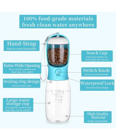 Large 19oz Portable Dog Water Bottle Dispenser with Food Container - Blue - Buy Online on GoSupps.com