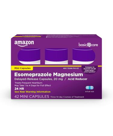 Amazon Basic Care Esomeprazole Magnesium Delayed-Release Mini Capsules, 20 mg, Acid Reducer, 42 Count - Buy Online on GoSupps.com
