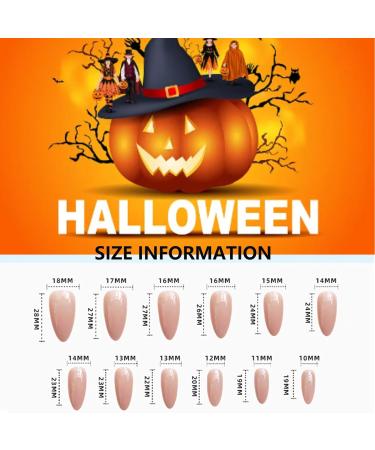 24Pcs Black White Oval False Nails - Medium Long Halloween Bone Print Design - Glue-On Acrylic Stick On Nails for Women & Girls - Buy Online on GoSupps.com