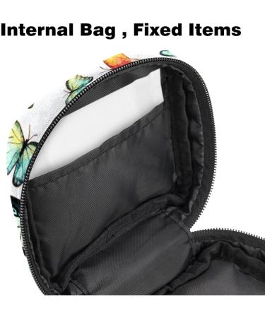 Portable Women's Binding Storage Bags | Menstrual Cup & Pad Pockets for Teens | Butterfly Heart Green Pattern - Buy Online on GoSupps.com