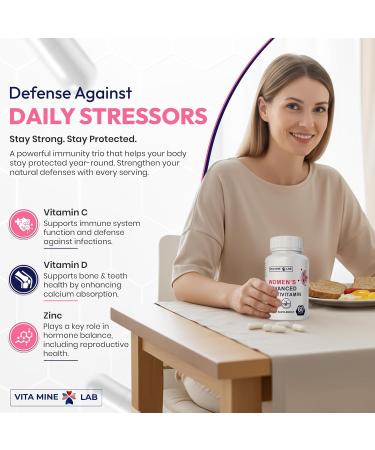 VITA MINE LAB Women's Advanced Multivitamin Supports Energy Immune Health & Overall Well-Being Gluten-Free Halal Made in USA - 60 Capsules - Buy Online on GoSupps.com