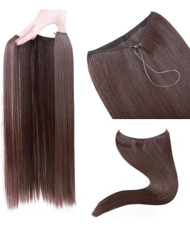 Wire in Hair Extensions Straight Hairpieces Halfhead Invisible Natural Hair Extension 20" - Medium Brown - Buy Online on GoSupps.com