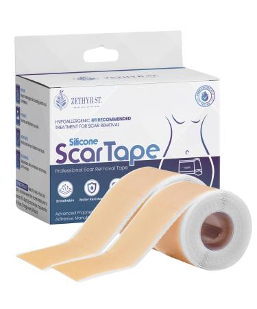 Medical Grade Silicone Scar Sheets Silicone Scar Tape (1 x 120 Pack of 2) Professional Scar Removal Treatment Reusable Silicone Scar Strip for Keloid C-Section Surgery Burns Etc. 1" x 120" 2 Rolls