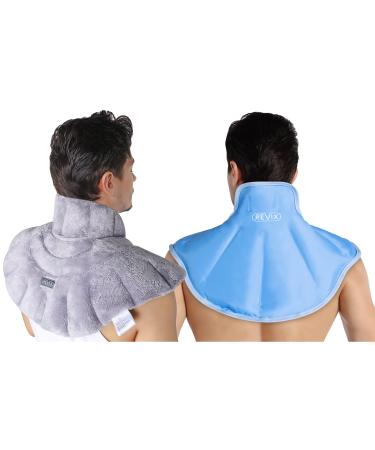 REVIX Microwave Heating Pad and Neck Shoulder Ice Pack, Set of 2, Microwavable Heated Neck Wrap with Moist Heat and Gel Cold Pack for Back Pain Relief