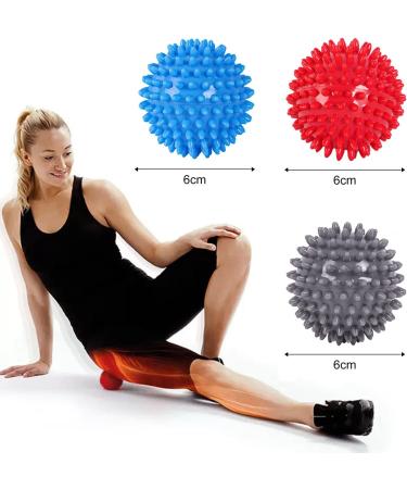 Buy 6cm Massage Balls - Fascia & Hedgehog Balls for Muscle Relief | Red Blue Grey - International Shipping Available - Buy Online on GoSupps.com
