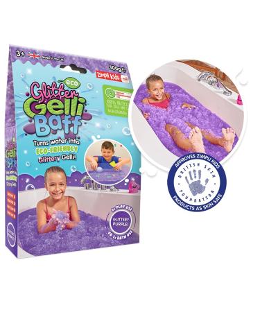 Eco Glitter Gelli Baff Purple 1 Bath or 6 Play Uses from Zimpli Kids Magically turns water into thick glittery goo Eco Recyclable Children's Bath Toy for Boys and Girls Certified Biodegradable Glitter Purple