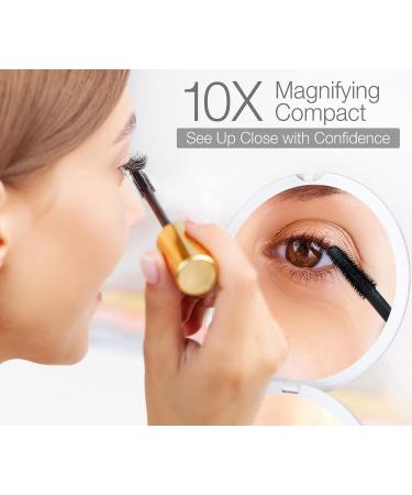White 10X Magnifying Compact Mirror for Purses - Perfect Travel Makeup Mirror Gift for Women - 2-Sided 4 Inch Dia - Buy Online on GoSupps.com