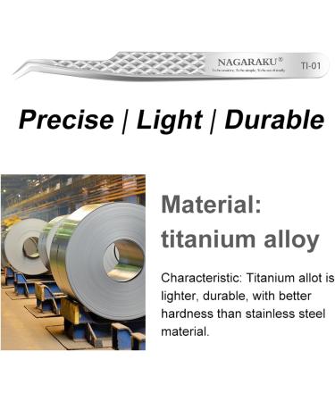 Nagaraku Titanium Alloy Eyelash Extension Tweezers - Professional Precision Light & Bent Design for Easy Fanning - Buy Online on GoSupps.com