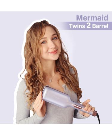 32mm Aima Beauty Curling Wand - Big Wave Mermaid Hair Waver Anti-Scald Ionic Lock for All Hair Types - Purple - Buy Online on GoSupps.com