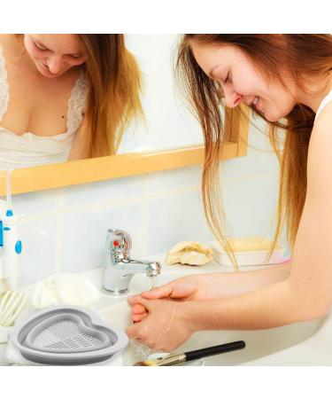 Makeup Brush Cleaning Mat Silicone Cosmetic Brush Cleaning Pad Heart Foldable Brush Cleaning Bowl Portable Cosmetic Brush Cleaner Washing Tool for Makeup Brushes A7ZDQJW (grey) - Buy Online on GoSupps.com