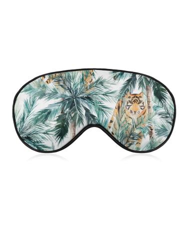 Tropical Palm Trees Tiger Sleep Mask Eye Cover for Sleeping Blindfold with Adjustable Strap Blocks Light Night Travel Nap for Men Women