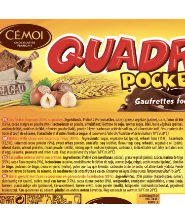  Cemoi C moi - Quadro Pocket Pack of Filled Wafers Chocolate Praline 9 Individually Wrapped Wafers - Made in France Pack of 8 (187g x 8) - Buy Online on GoSupps.com