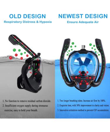 Full Face Snorkel Mask with Anti-Fog Wipes | 180 Panoramic HD View | Anti-Leak Dry Top Set for Snorkeling | Adults & Kids | Black & Blue | Large-X-Large - Buy Online on GoSupps.com