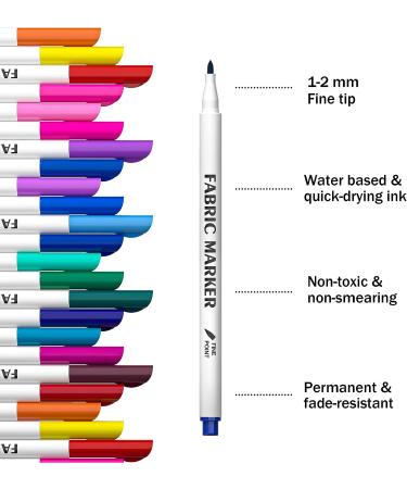 Lelix 36 Colors Fabric Markers - Permanent Fabric Pens for T-Shirts, Clothes, Sneakers & Canvas - Child Safe & Non-Toxic - Ideal for Writing and Painting - Kids & Adults - Buy Online on GoSupps.com
