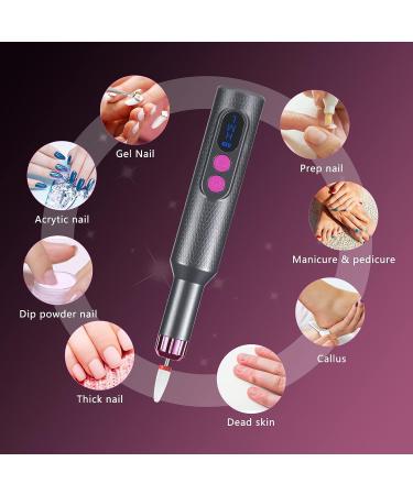 Portable Cordless Electric Nail Drill - Rechargeable Machine for Acrylic, Gel, and Natural Nails - Manicure Pedicure Tool in Gray - Buy Online on GoSupps.com