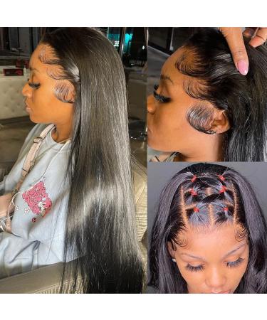 VIPbeauty 30 Inch Transparent HD Lace Front Wig 180% Density Natraul Black Brazilian Straight Human Hair Wig - Pre Plucked with Baby Hair for Women - Buy Online on GoSupps.com