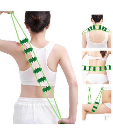 Premium silicone massage scooters with handle massage device silicone back massage device Roller massage device with handle for relaxing depth fabric Suitable for neck legs back body (green)