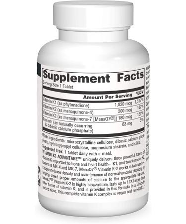 Source Naturals Vitamin K2 Advantage 2200 mcg - 60 Tablets for Bone & Heart Health - Buy Online on GoSupps.com