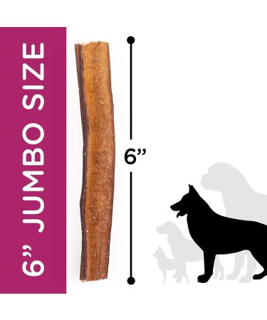 Only One Treats Bully Sticks 6 Jumbo Beef Dental Sticks for Dogs Dental Health Natural and Fully Digestible Dog Chew Training Treats for Small to Medium Pets and Gentle Chewers (15x34g) 15 count (Pack of 1) 6" (Pack of 15) - Buy Online on GoSupps.com