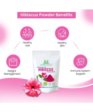 Herbal Magic's Organic Pink Hibiscus Powder - Whole Flower - Natural Face Skin Hair Mask Sparkle Your Smoothies Shakes Baking -of&G UK Organic Certified- Pack 1 1 count (Pack of 1) - Buy Online on GoSupps.com