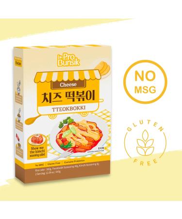 Pro Bunsik Tteokbokki Cheese Flavour 343g - Gluten Free Korean Snack with Topokki Rice Cakes - No MSG - Buy Online on GoSupps.com