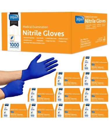 Inspire Nitrile Exam Gloves | THE ORIGINAL Quality Stretch Nitrile Cobalt Blue | 4.5 Gloves Disposable Latex Free Medical EMT Small (Pack of 1000) Case of 1000