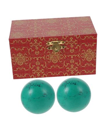 Gleavi 2st turquoise handball turquoise balls wood baoding balls chinese massage balls hand massage exercise hand training balls hand rotation ball peanut ball fitness wristwell wooden