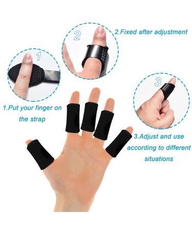 Topbine 5-Piece Metal Finger Support Set | Finger Rails for Sports Injuries & Joint Pain | Black | Ideal for Adults & Children - Buy Online on GoSupps.com